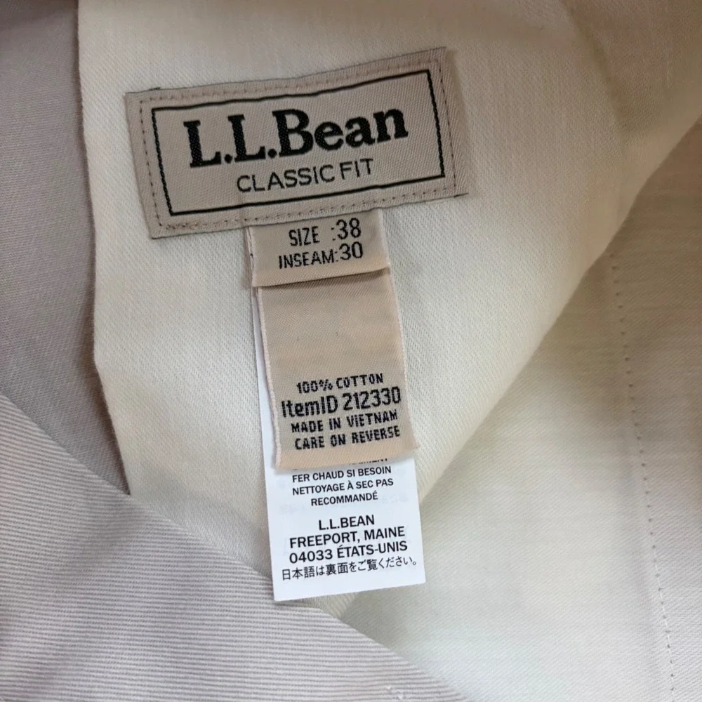 LL Bean Mens Classic Fit Chino Pants 38x30 (29.5) Stone Light Khaki Cotton Gorp - Picture 3 of 10
